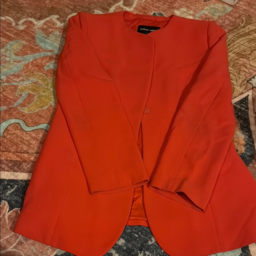 Giorgio Armani Red Blazer Knit Open Front